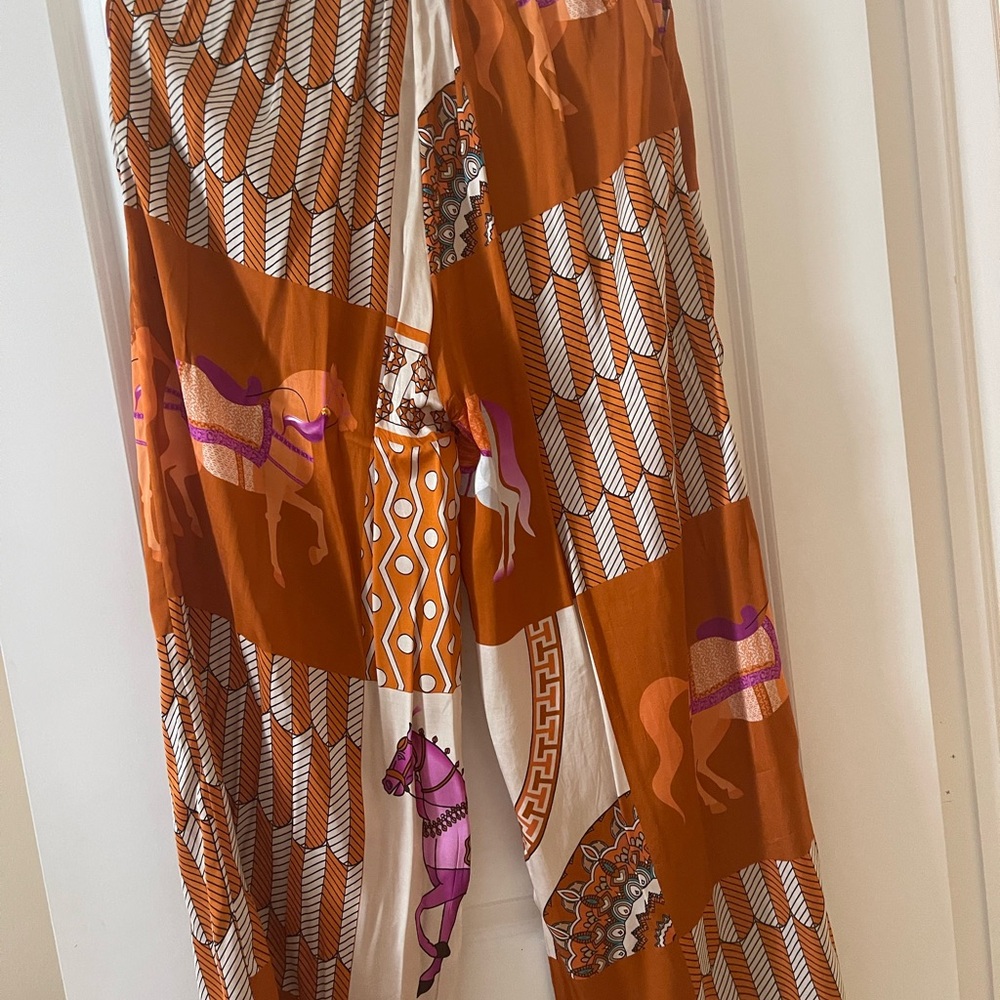 Colorful Horse Print silk Pants